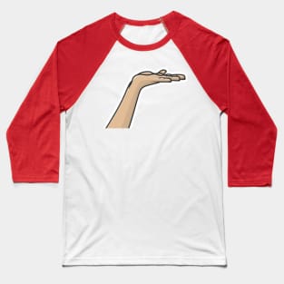 Human Hand of Young Man Showing Fingers Sticker vector illustration. People hand objects icon concept. Flat palm presenting product offer and giving gesture sticker design logo. Baseball T-Shirt